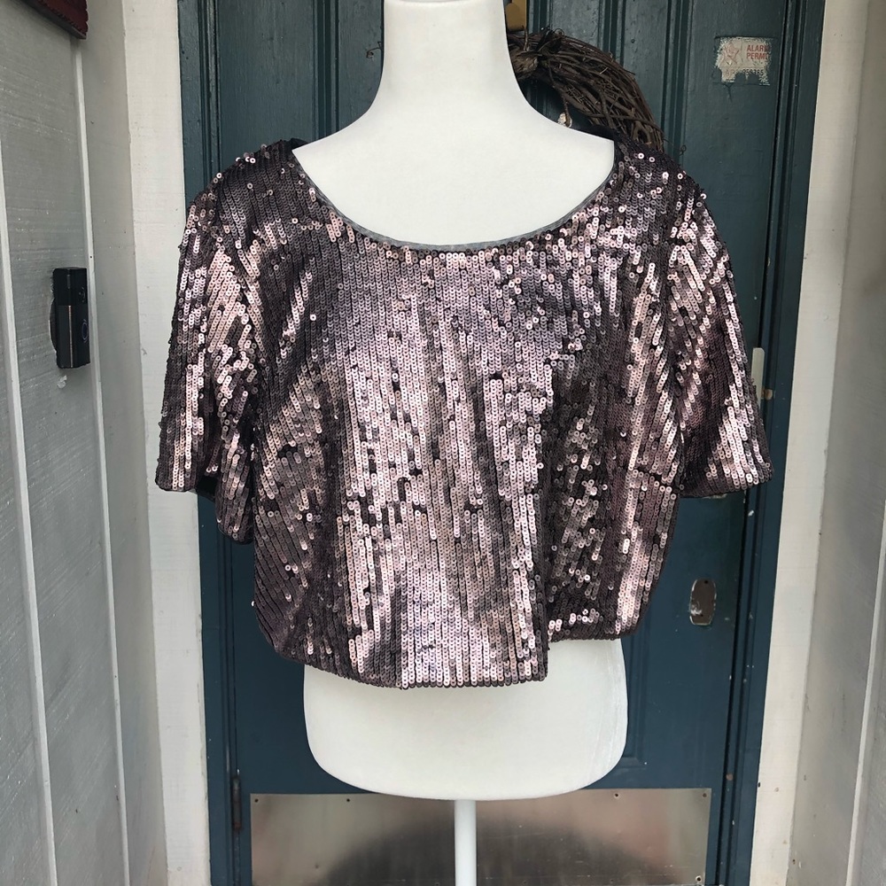 Ashley Nell Tipton sequins crop top